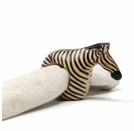 Zebra Mahogany Napkin Rings Set of 6