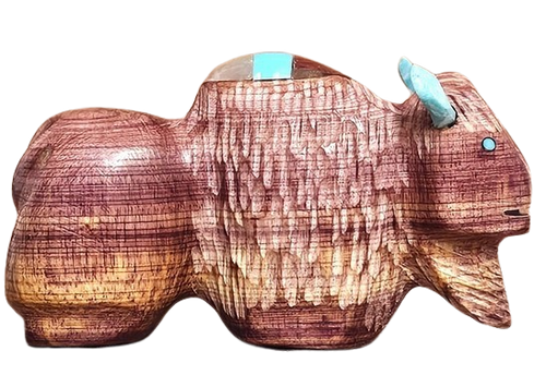 Cedar Wood Buffalo Sculpture